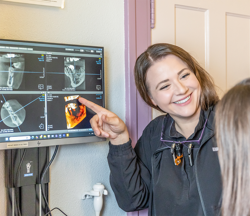 Showing a dental patient their x-rays