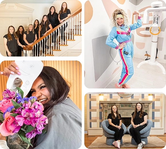 Collage featuring the Keep Smiling Waco team members