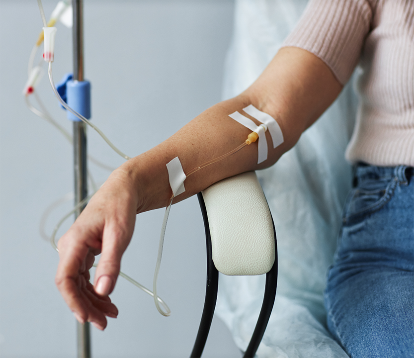 IV attached to a patient's arm
