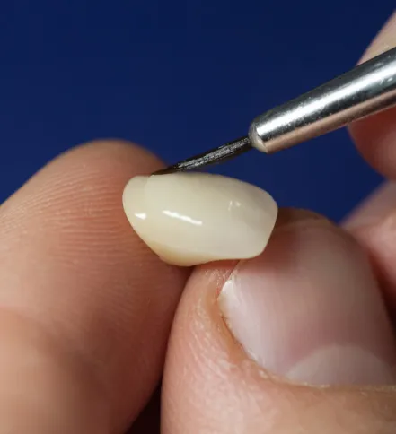 Using a tiny brush on a veneer