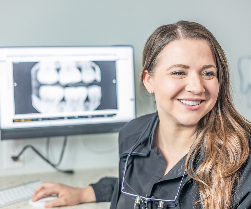 Dentist listening to a patient